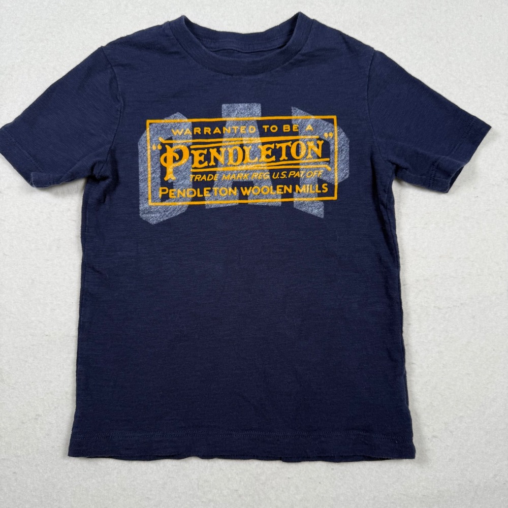 Gap Kids x Pendleton Navy Blue Short Sleeve Graphic T-Shirt Size XS 4-5